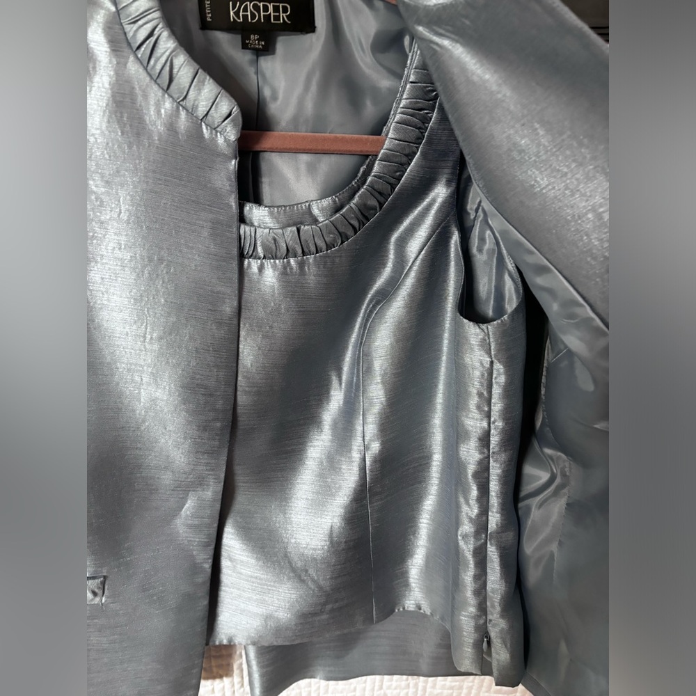 Metallic Light Blue Two-Piece Dress Suit - Picture 3 of 8